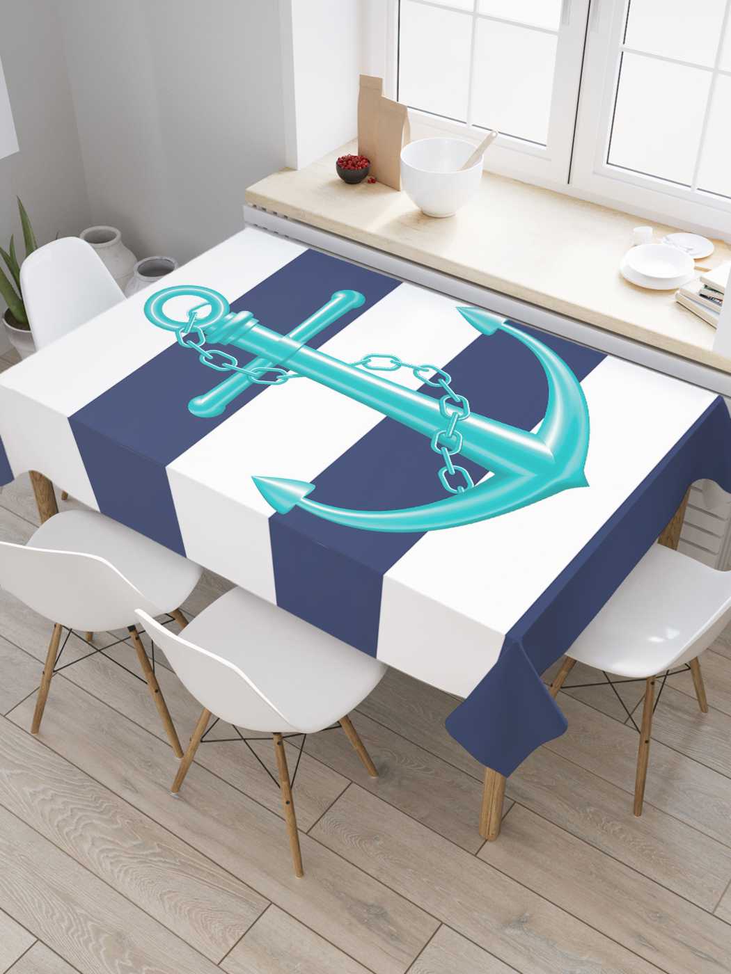 

Скатерть прямоугольная JoyArty "Блестящий якорь" из оксфорда, 120x145 см, Фиолетовый, Блестящий якорь