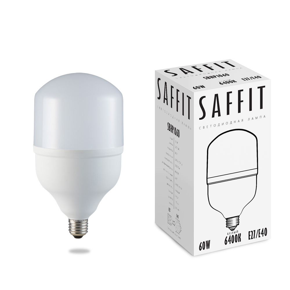 Лампочка светодиодная Saffit SBHP1060, 60Вт E27-E40 175-265V дневной, 55097