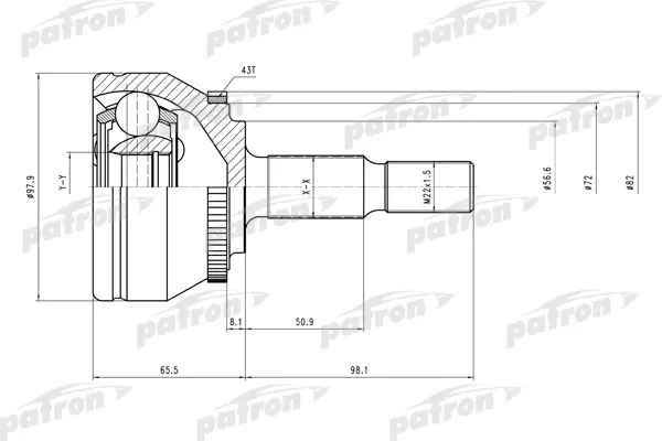 

ШРУС наружн к-кт 26x56.5x27 ABS:43T VOLVO: S40/V40 00-04 PATRON PCV1642