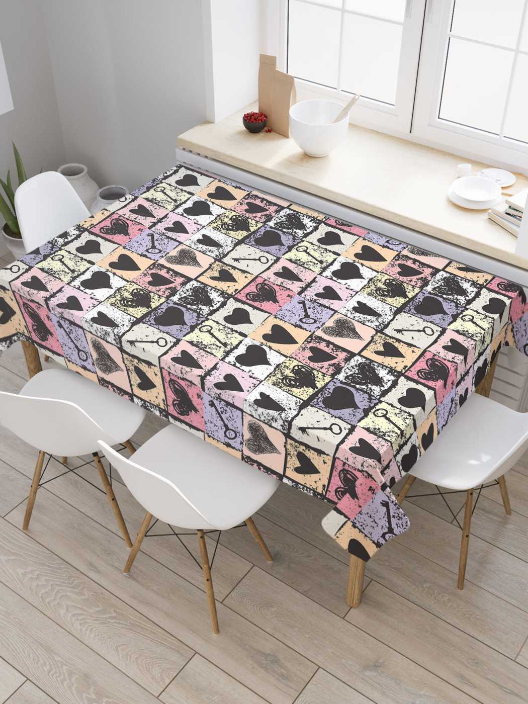 

Скатерть прямоугольная JoyArty "Ключ к сердцу" из оксфорда, 120x145 см, Бежевый, Ключ к сердцу