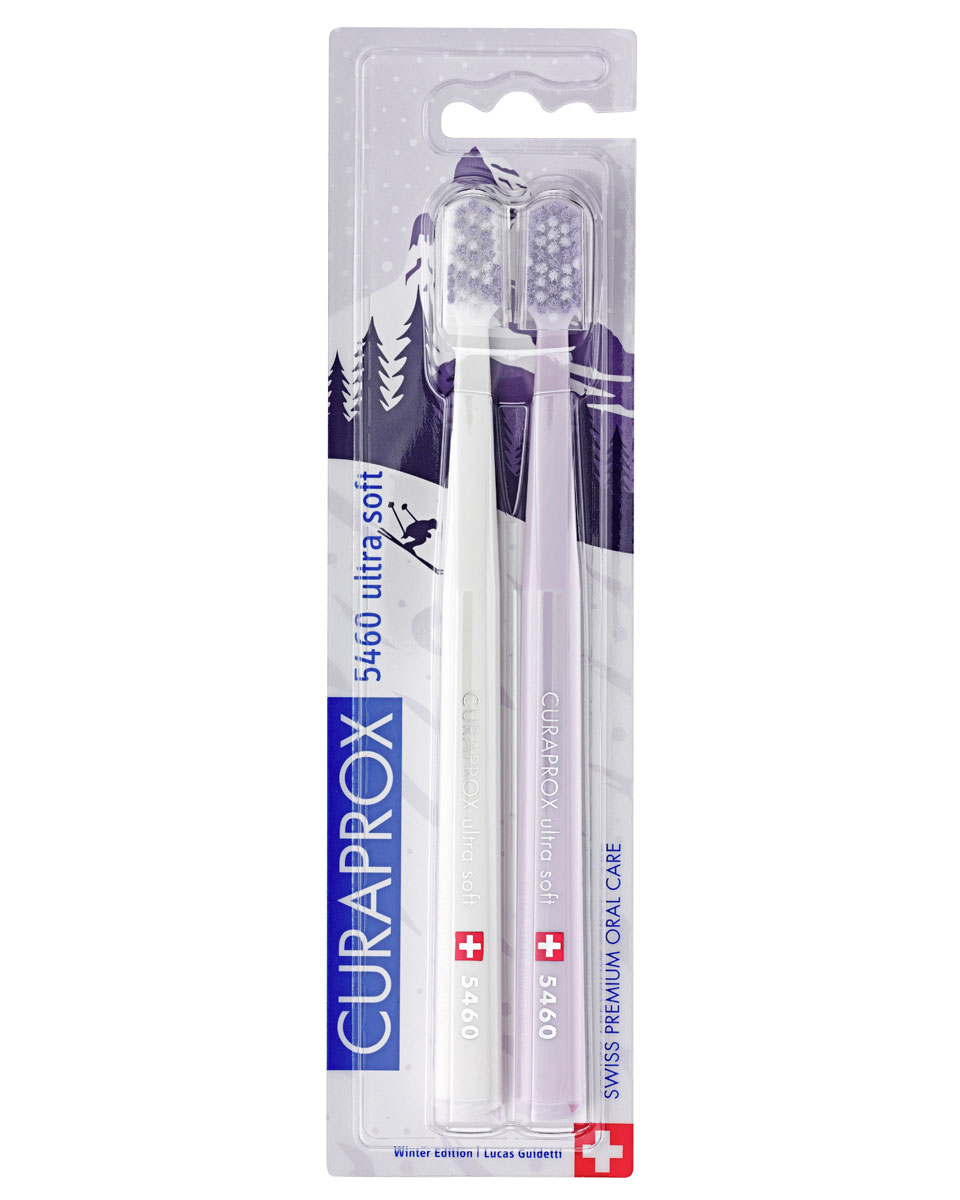фото Набор зубных щеток curaprox ultrasoft d 0,10 мм 2 шт белая фиолетовая winter2