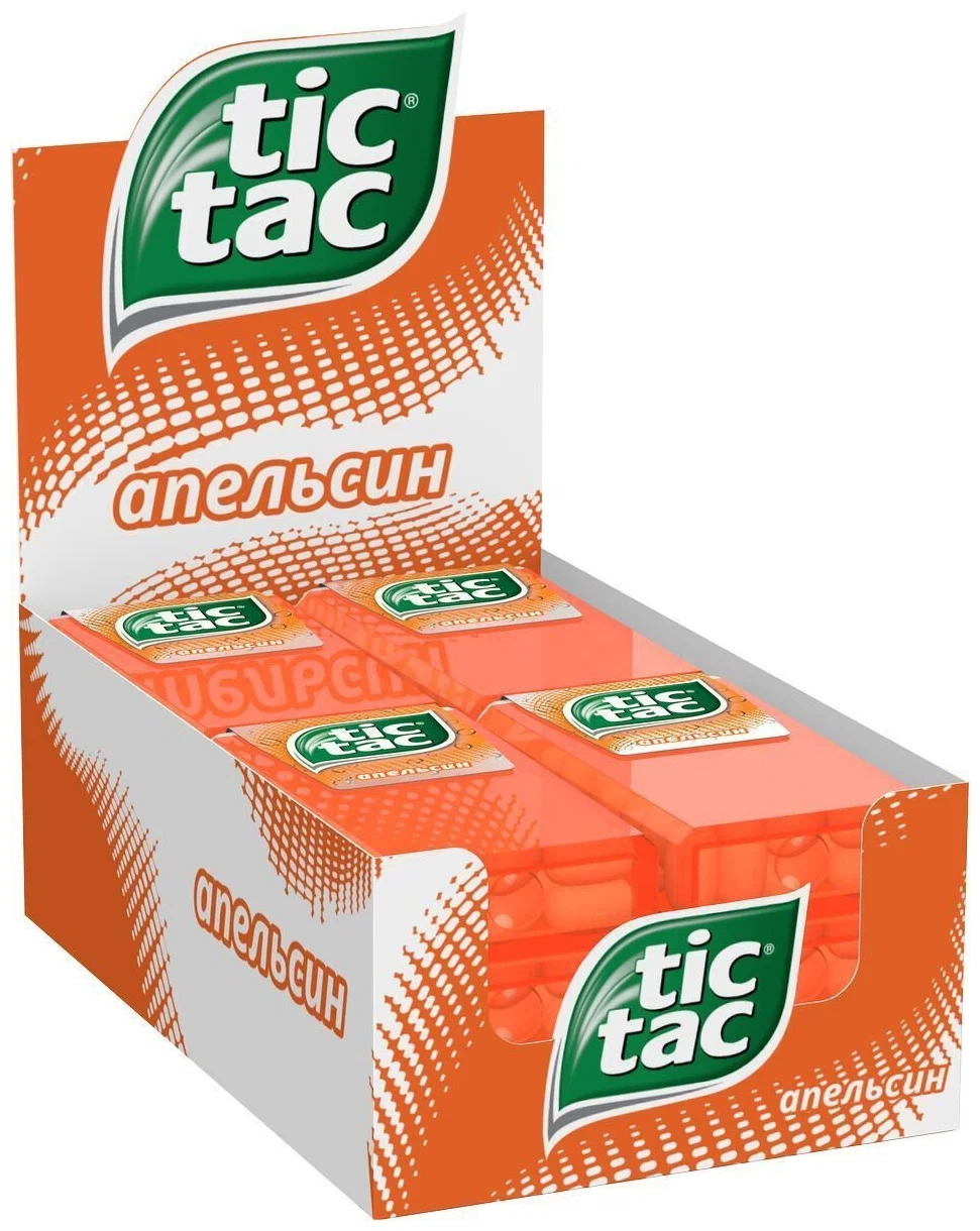 Драже Tic Tac со вкусом апельсина, 12 шт по 16 г