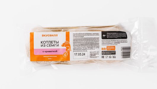 

Котлеты ВкусВил из семги с креветкой замороженные 240 г