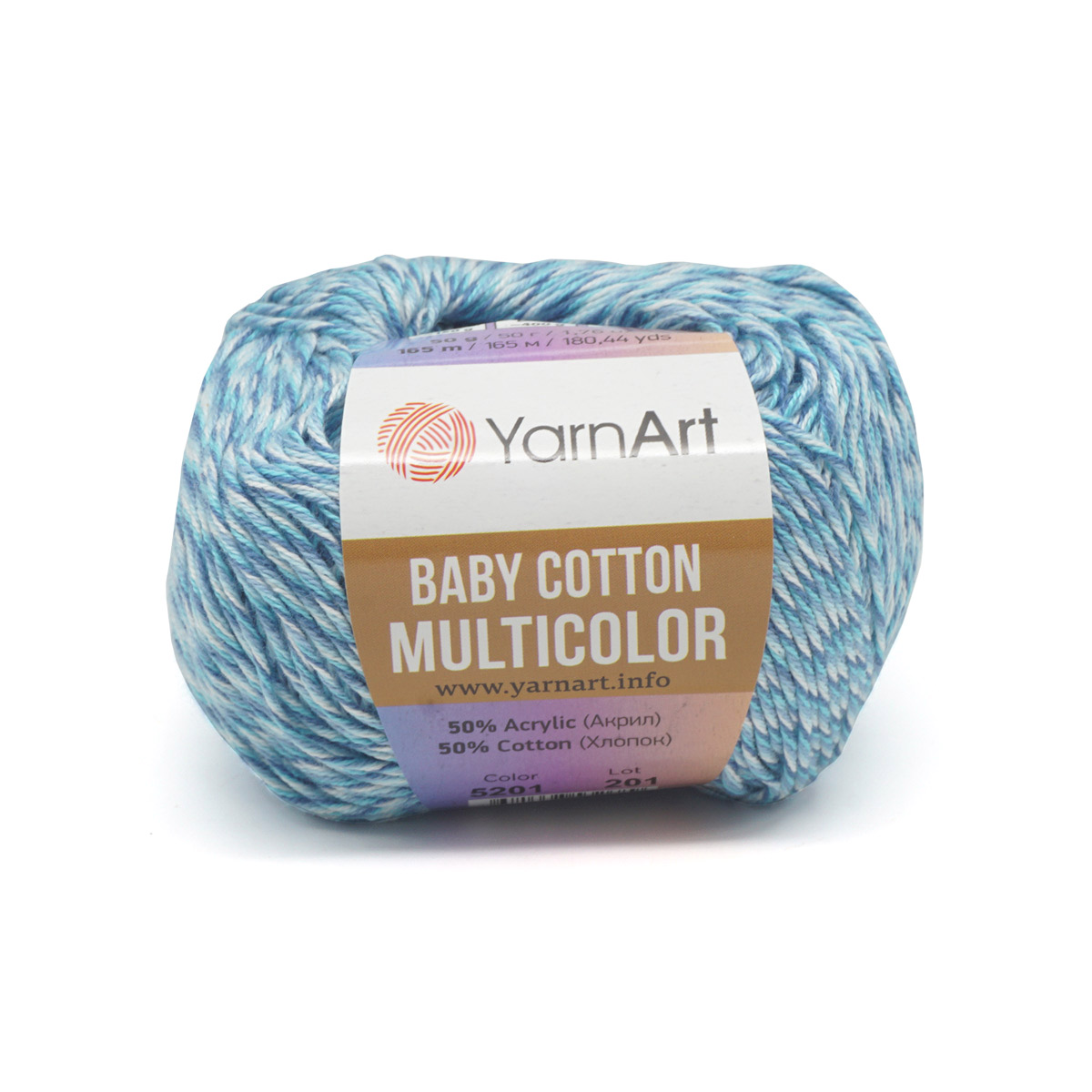 

Пряжа YarnArt Baby cotton multicolor 50г, 165м (хлопок, акрил) (5201), 10 мотков, Голубой, Baby cotton multicolor