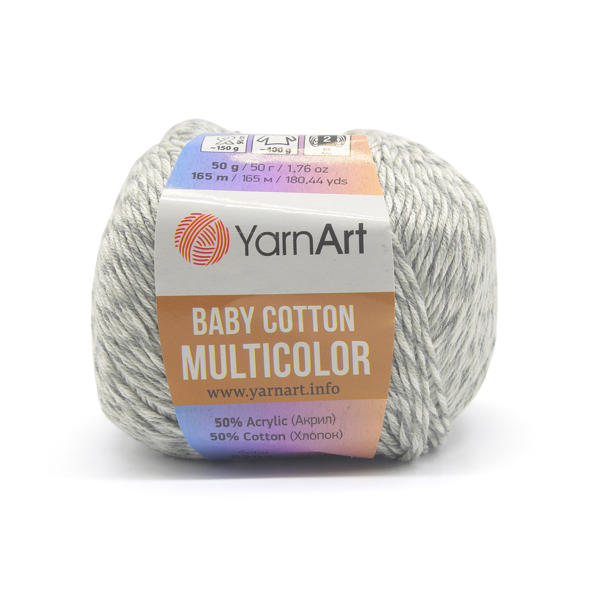 

Пряжа YarnArt 'Baby cotton multicolor', 50г, 165м (хлопок, акрил) (5202), 10 мотков, Серый, Baby cotton multicolor
