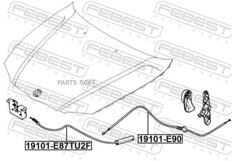FEBEST ТРОС ПРИВОДА ОТКРЫВАНИЯ ЗАМКА КАПОТА 2490₽
