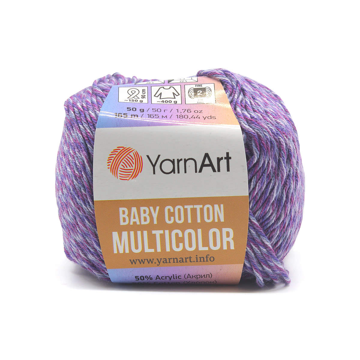

Пряжа YarnArt 'Baby cotton multicolor', 50г, 165м (хлопок, акрил) (5218), 10 мотков, Фиолетовый, Baby cotton multicolor