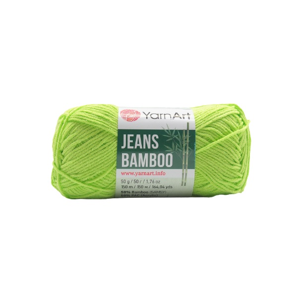 

Пряжа YarnArt Jeans bamboo 50г, 150м (бамбук, полиакрил) (136 светло-зелёный), 10 мотков, Зеленый, Jeans bamboo