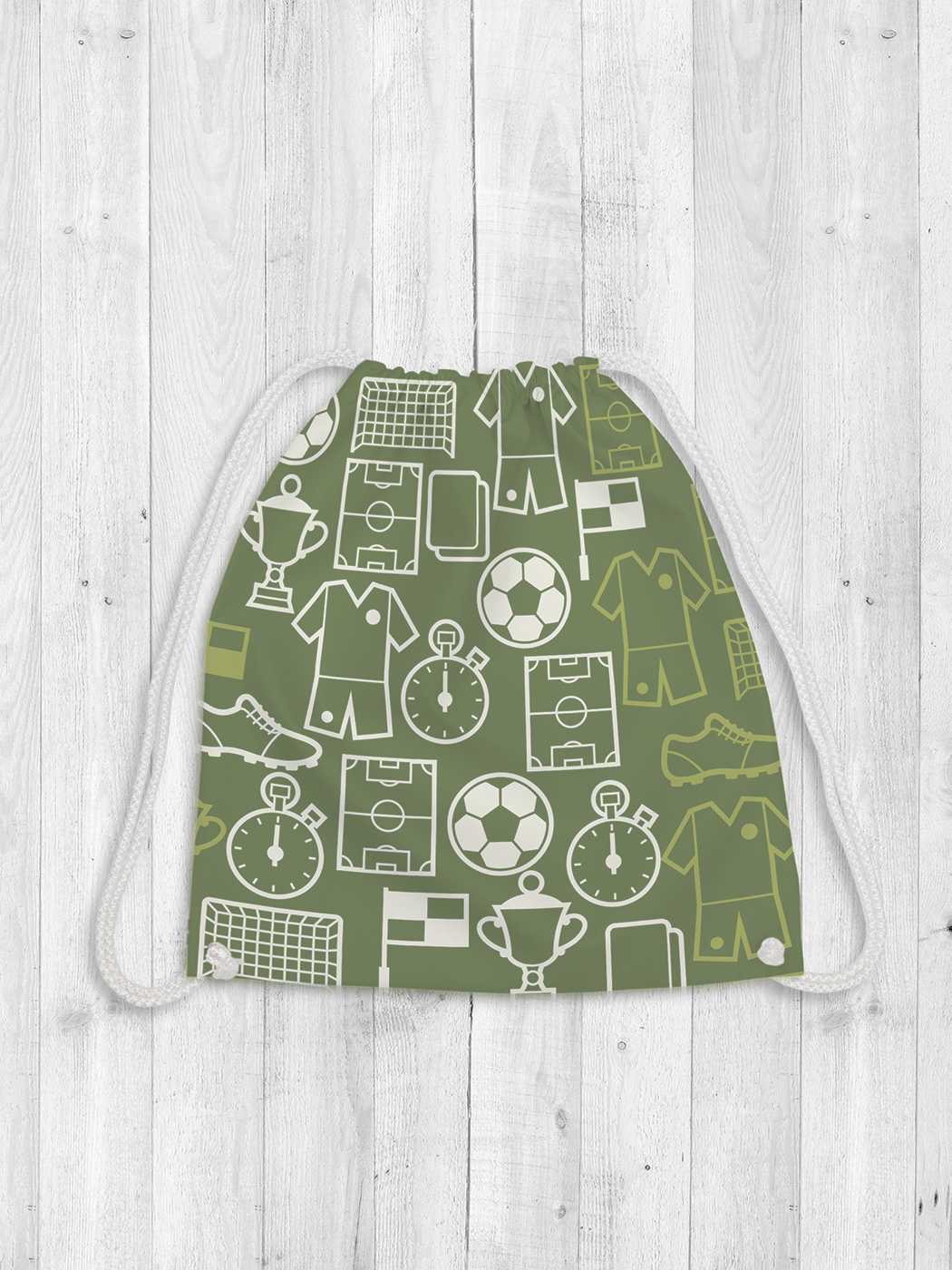 фото Рюкзак-мешок женский joyarty "атрибуты футбола" зеленый