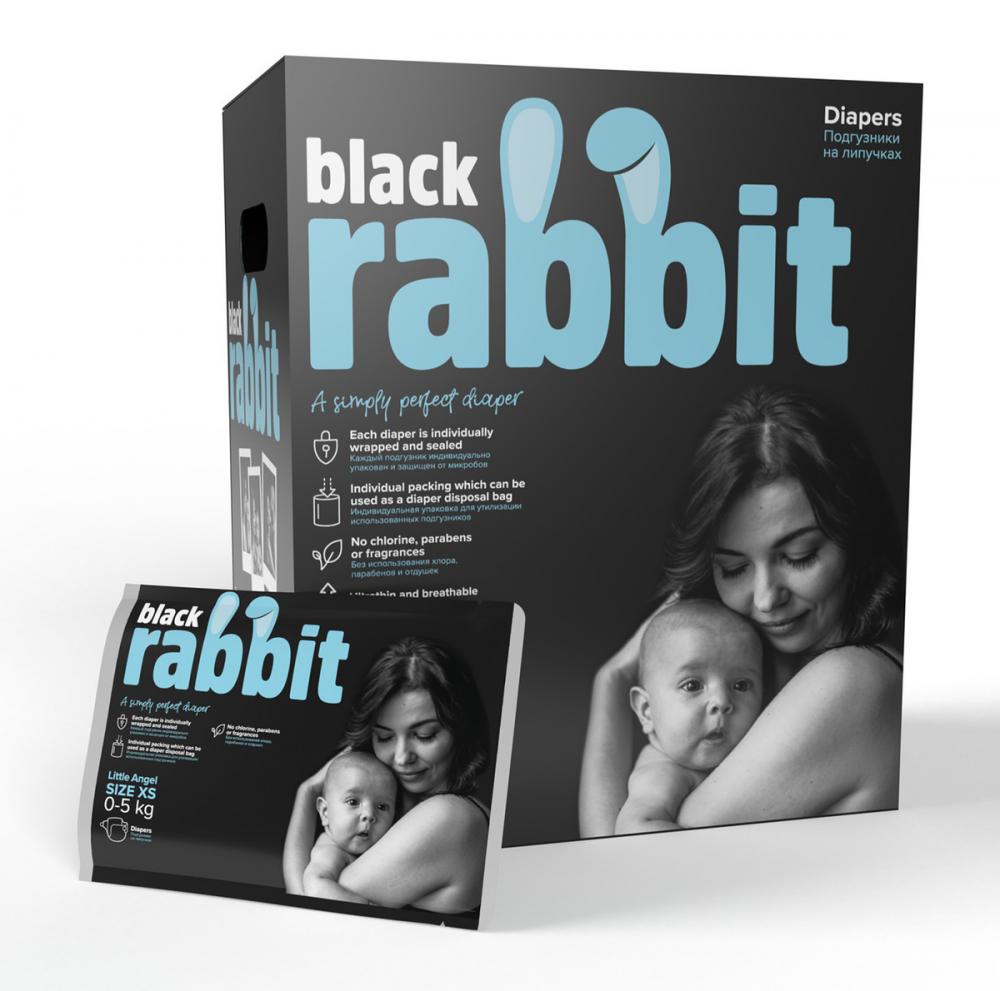 фото Подгузники на липучках black rabbit 0-5 кг xs 32 штуки