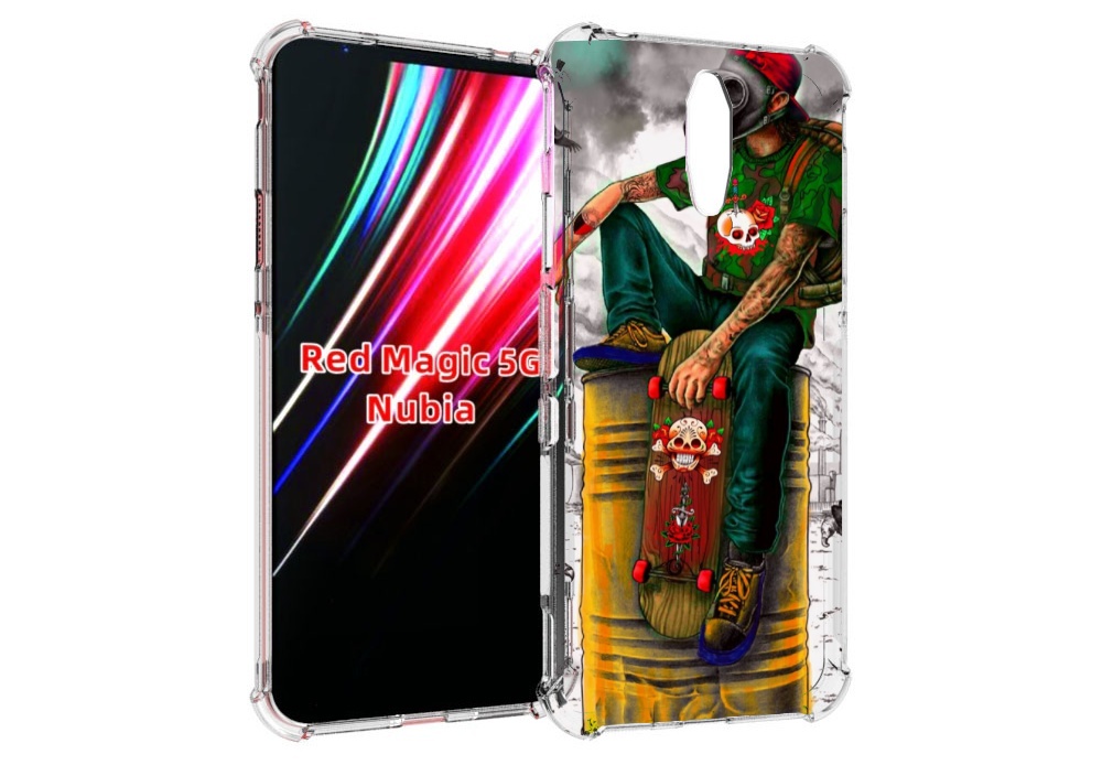 

Чехол MyPads скейтер в противогазе для ZTE Nubia Red Magic 1 5G, Прозрачный, Tocco