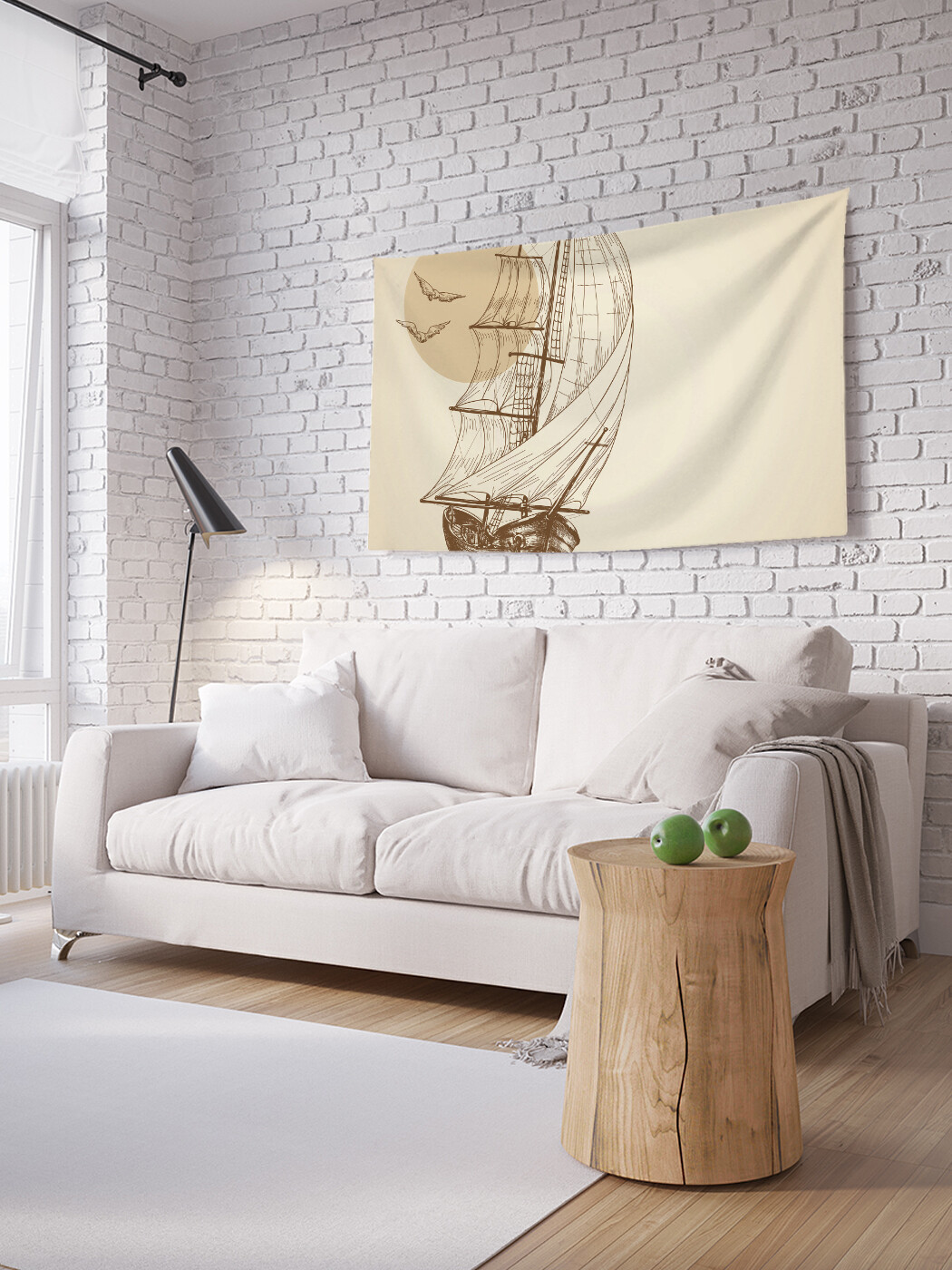 

Горизонтальное фотопанно JoyArty Начертания корабля в море, из ткани, 150х200 см