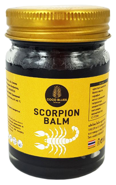 Бальзам для тела Coco Blues Scorpion Balm Original тайский черный с ядом скорпиона 50 г