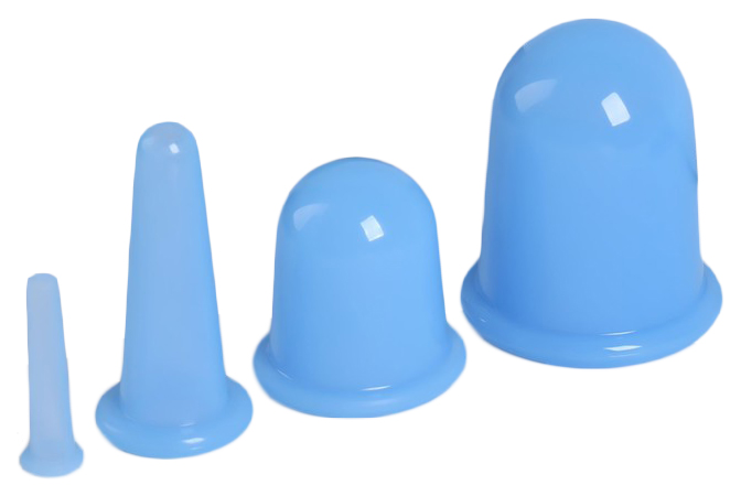 Набор вакуумных банок ONLITOP для массажа силиконовые 4 шт. голубые