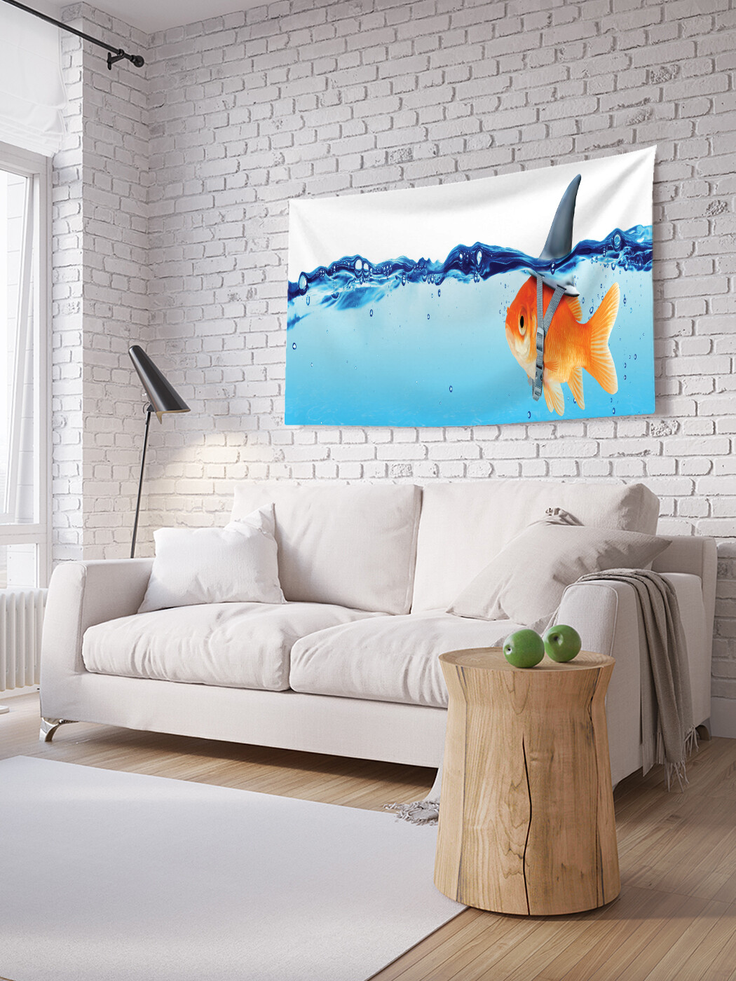 

Горизонтальное фотопанно JoyArty Рыбка с акульим плавником, из ткани, 100х150 см
