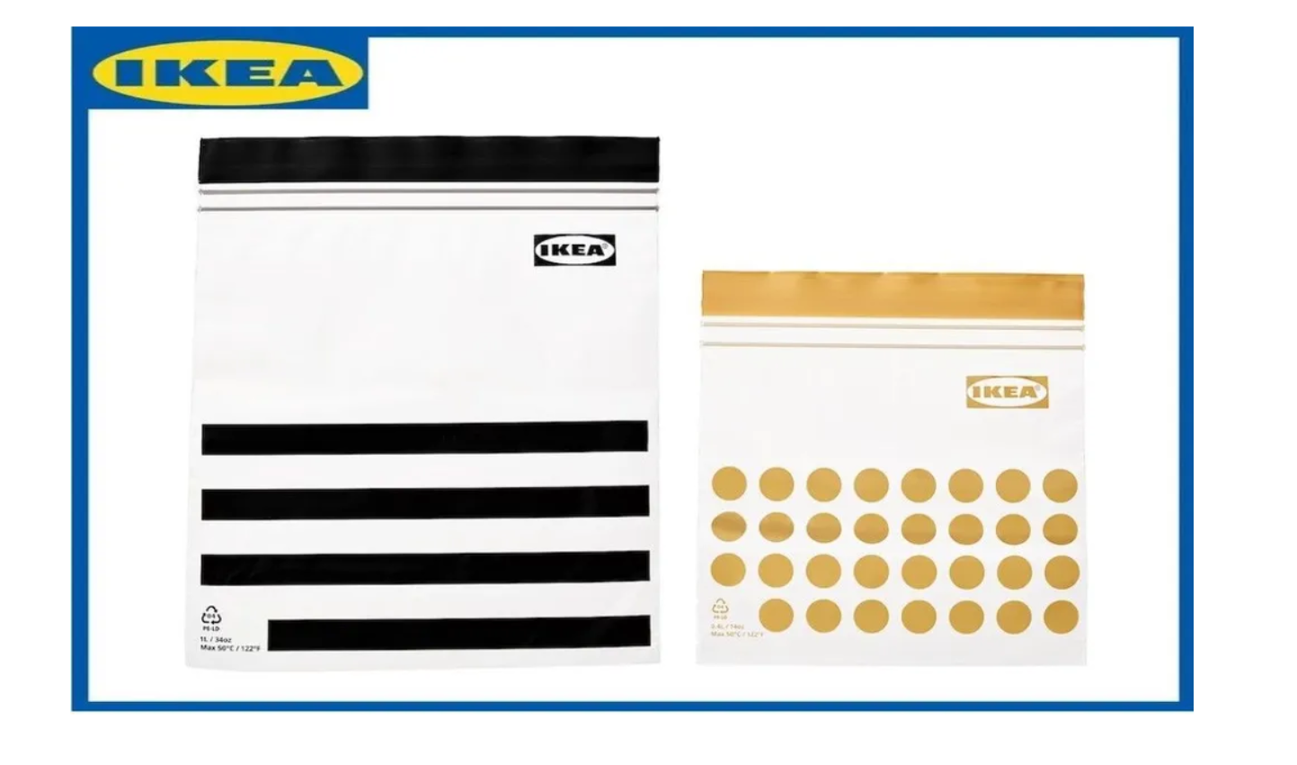 Набор пакетов закрывающихся IKEA с рисунком 60шт 30-0.4 л, 30-1 л