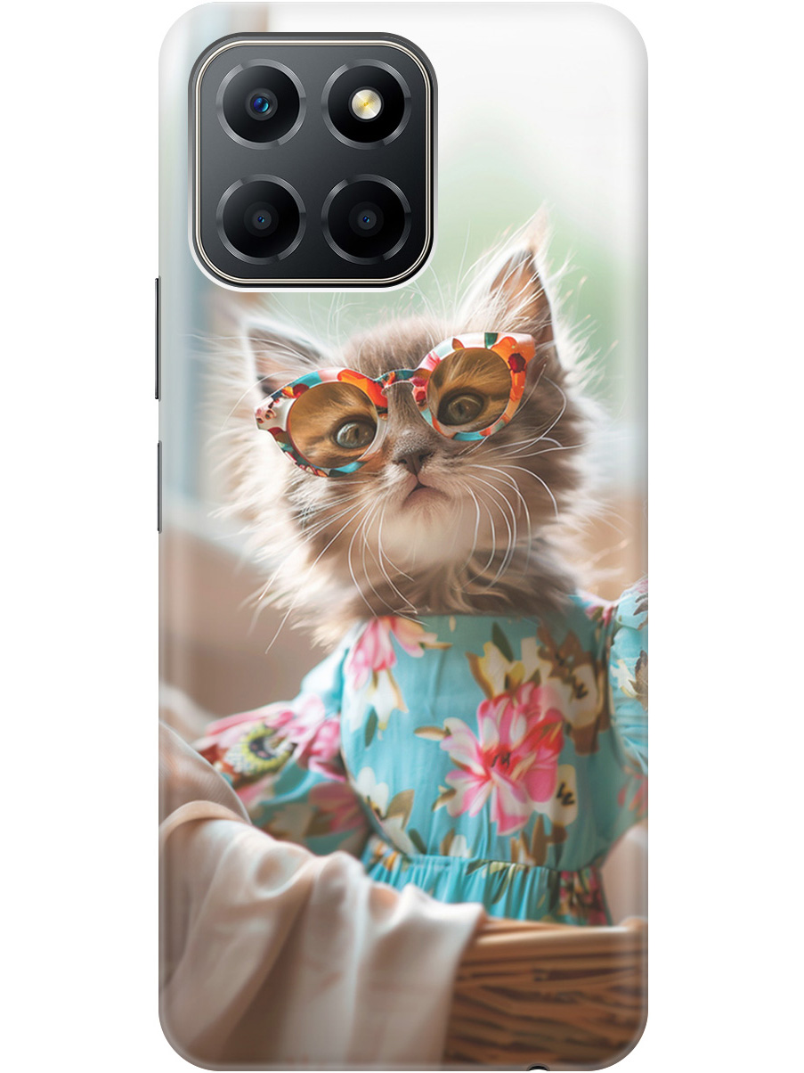 

Силиконовый чехол на Honor X6/X8 5G с рисунком "Кошечка в голубом платье", Белый;голубой;серый, 20000879