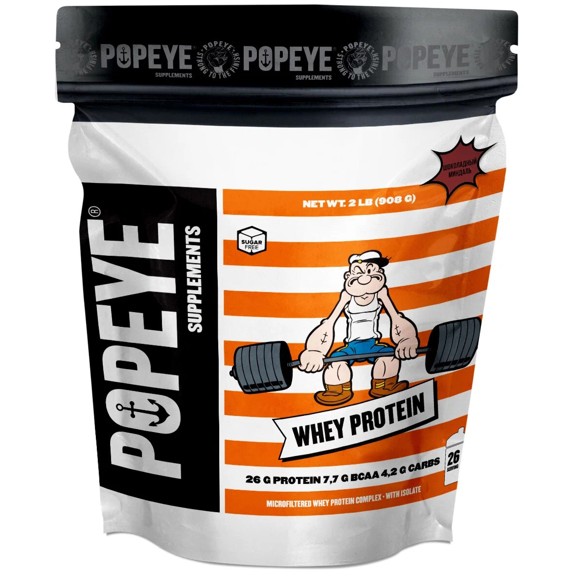 Протеин, Popeye Supplements Whey Protein - 908 грамм, шоколадный миндаль