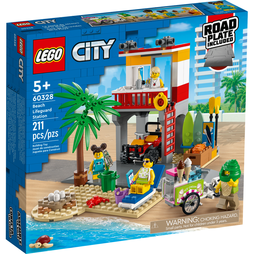 Конструктор LEGO City Пост спасателей на пляже, 211 деталей, 60328 конструктор lego movie измельчитель мусора 70805
