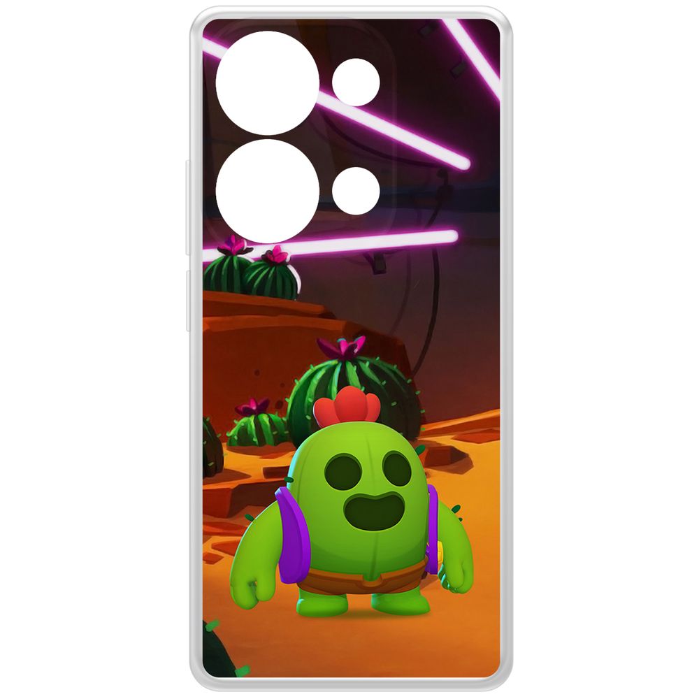 

Чехол-накладка Krutoff Clear Case Brawl Stars-Спайк для Xiaomi Poco M6 Pro 4G, Прозрачный