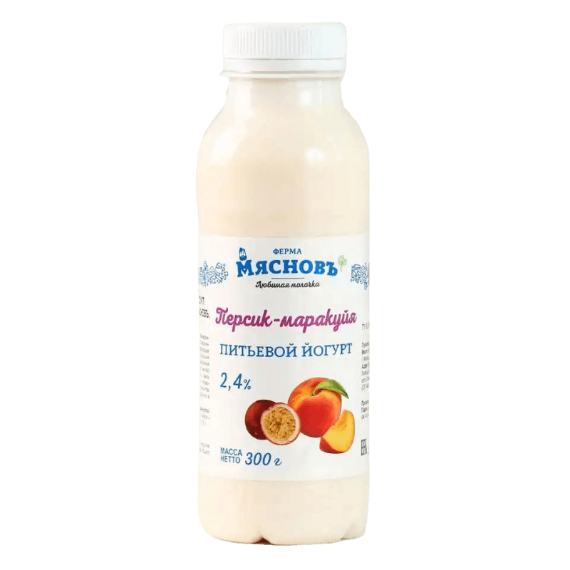 Йогурт питьевой персик-маракуйя 2,4% МясновЪ Ферма 300 г