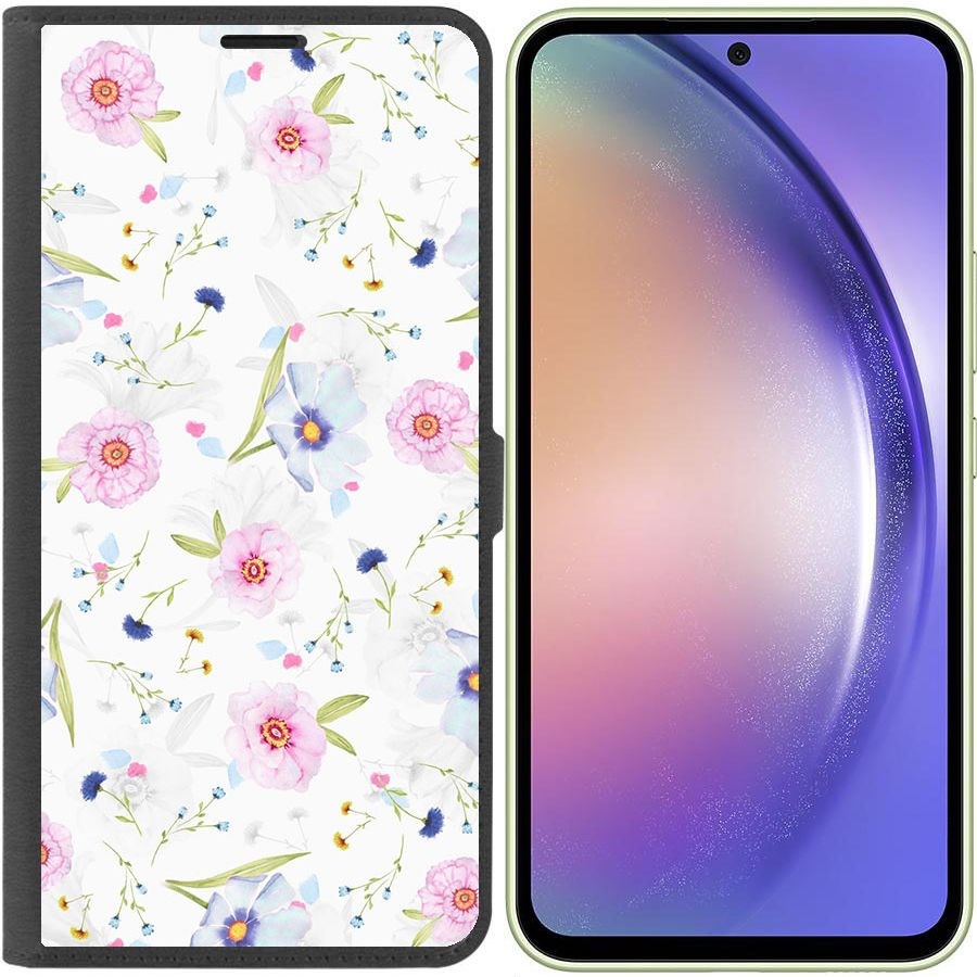 

Чехол-книжка Эко для Samsung Galaxy A54 5G (A546) Цветочный паттерн 3 (черный)