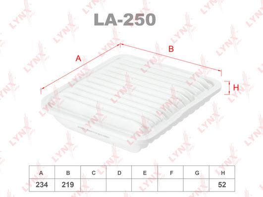 

Фильтр воздушный LYNXauto LA-250 LYNXauto la250