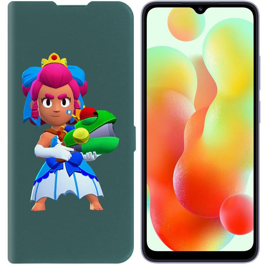

Чехол-книжка Эко для Xiaomi Redmi 12C Brawl Stars-Принцесса Шелли (зелёный опал)
