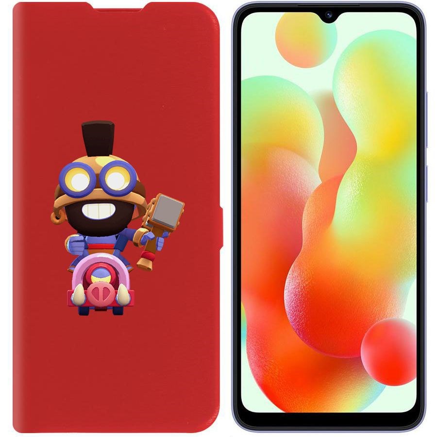 

Чехол-книжка Эко для Xiaomi Redmi 12C Brawl Stars-Карл Всадник на кабане (красный)