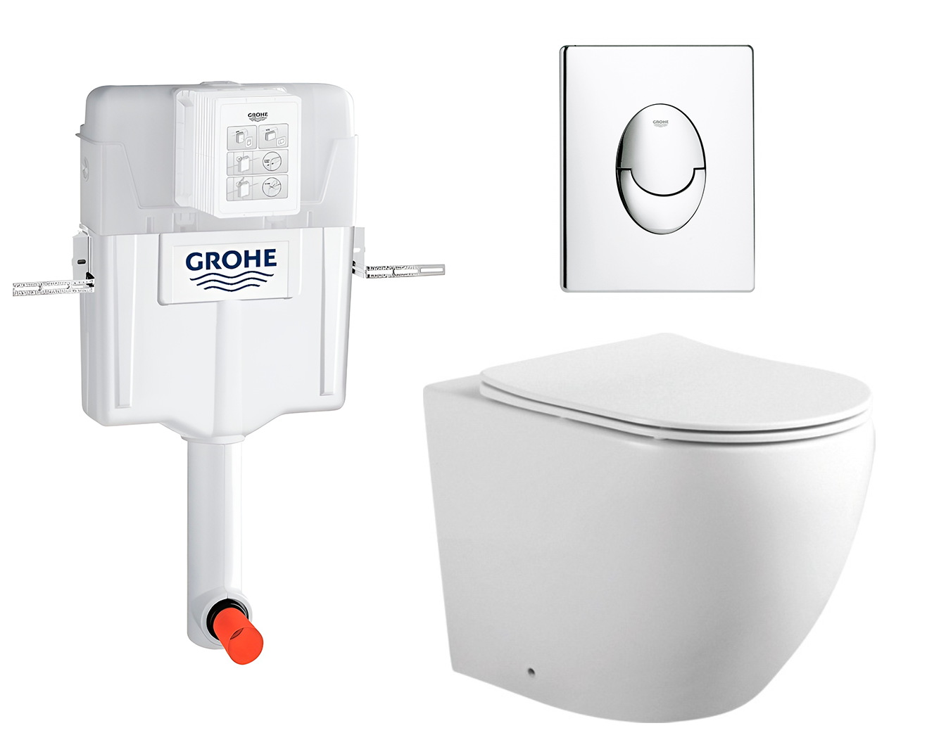 

Комплект: смывной бачок Grohe + унитаз Европа + кнопка хром, 535600