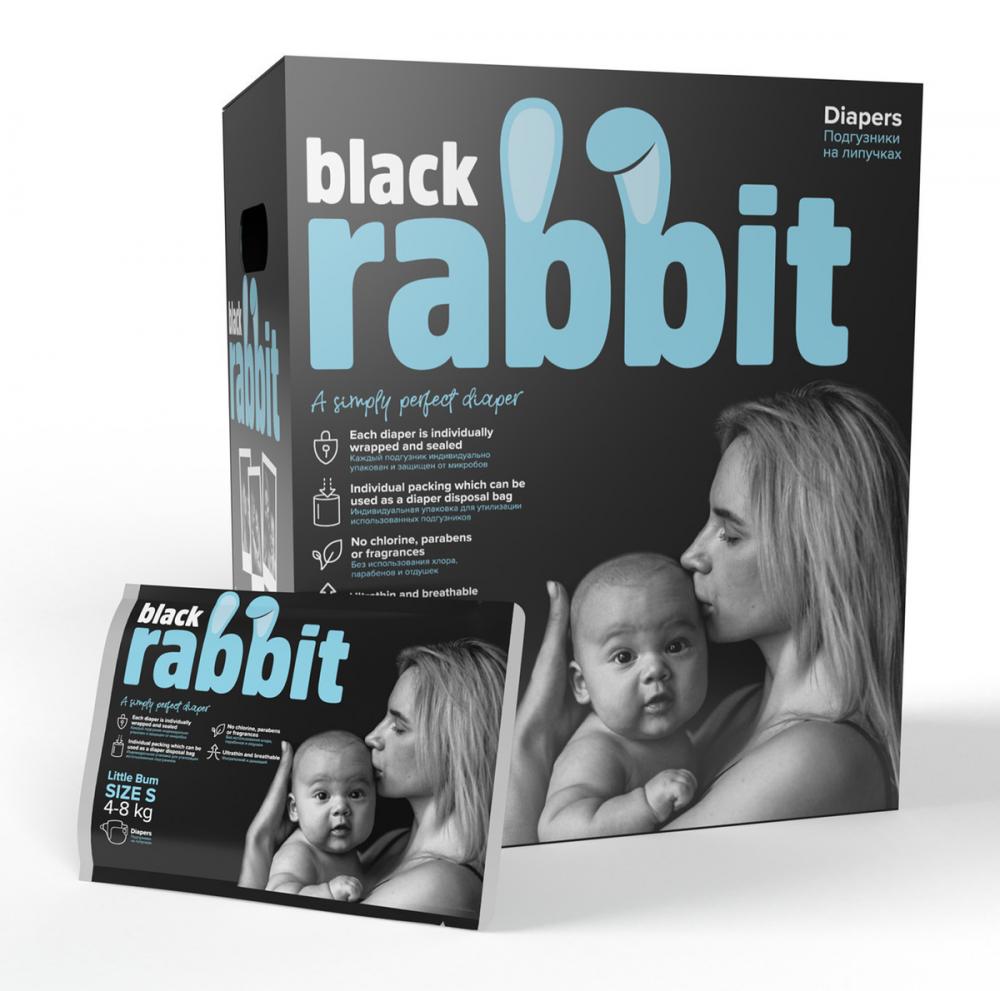 фото Подгузники на липучках black rabbit 4-8 кг s 32 штуки