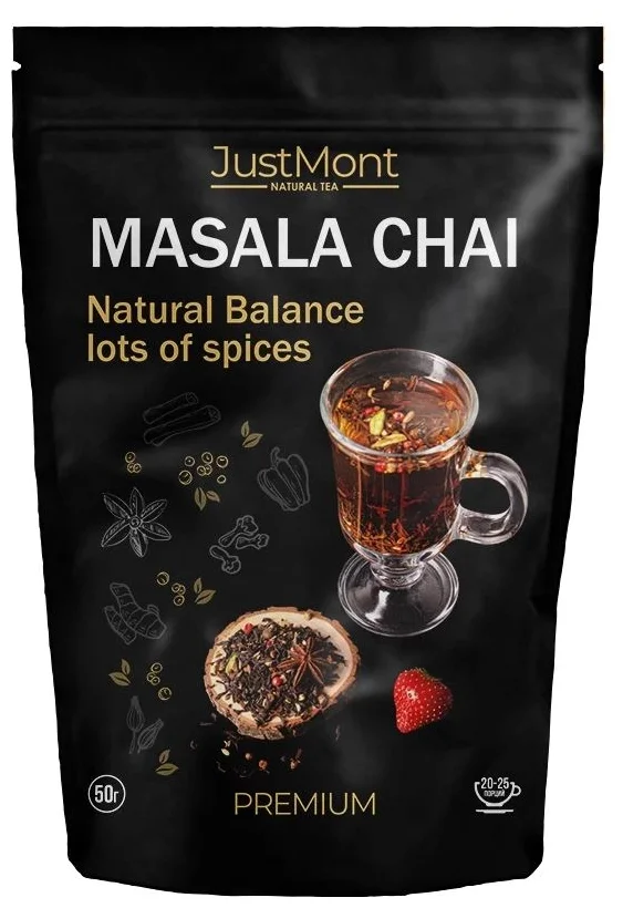 

Чай черный JustMont Масала Chai, Индийский сбор пряных специй, листовой, весовой, 50 гр