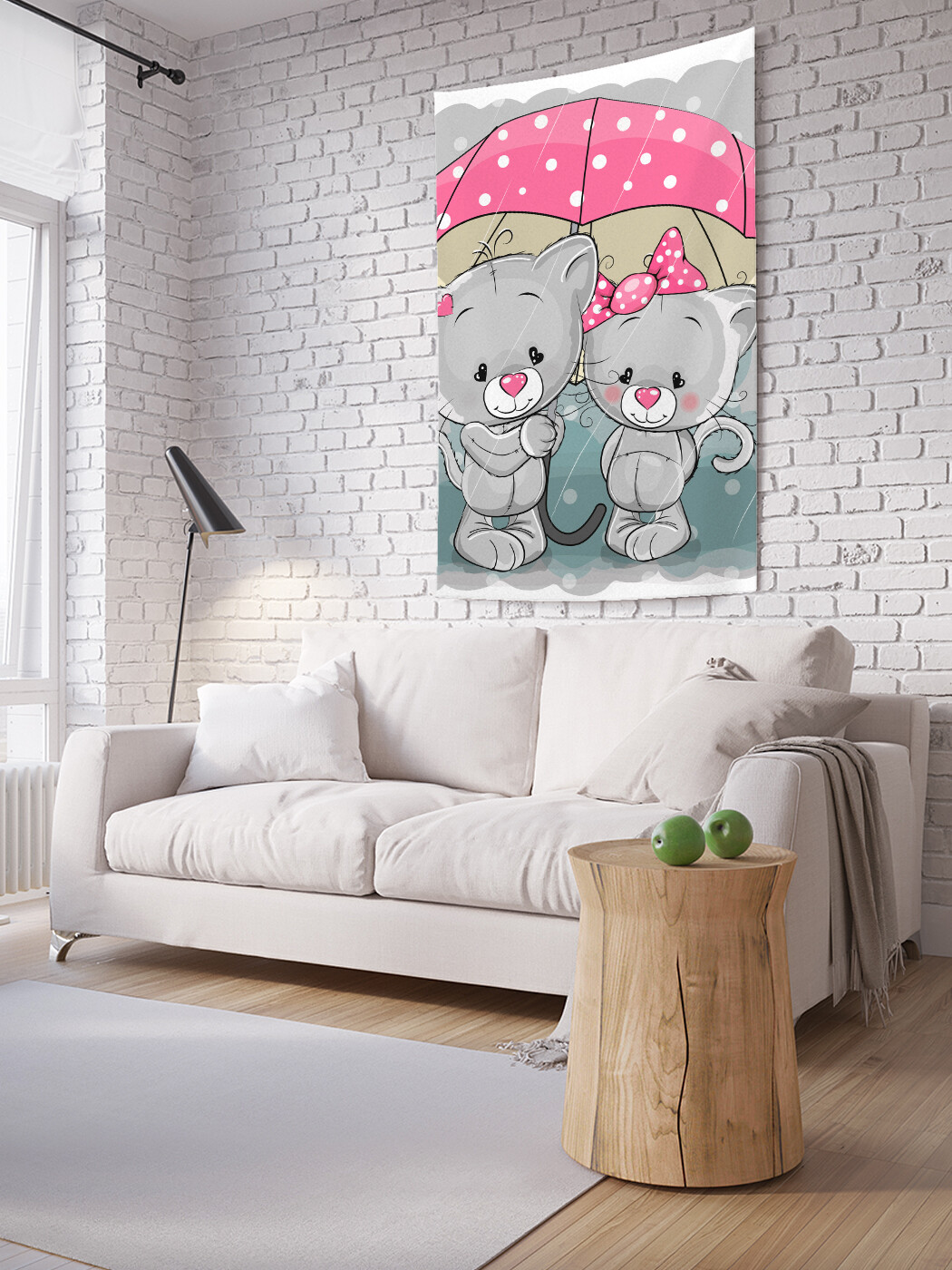 

Вертикальное фотопанно JoyArty Котики прячутся под зонтом, из ткани, 100х150 см