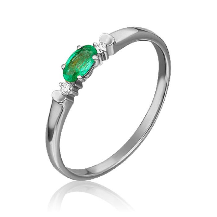 

Кольцо из золота р. 17,5 PLATINA jewelry 01-0778-00-106-1120-30, изумруд/бриллиант, 01-0778-00-106-1120-30