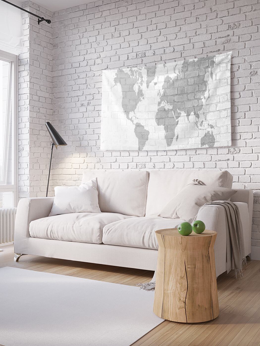 

Горизонтальное фотопанно JoyArty Карта на кирпичной стене, из ткани, 150х200 см