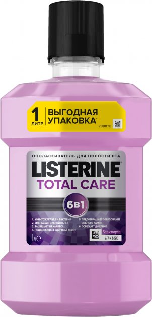 фото Ополаскиватель для полости рта listerine total care 1 л