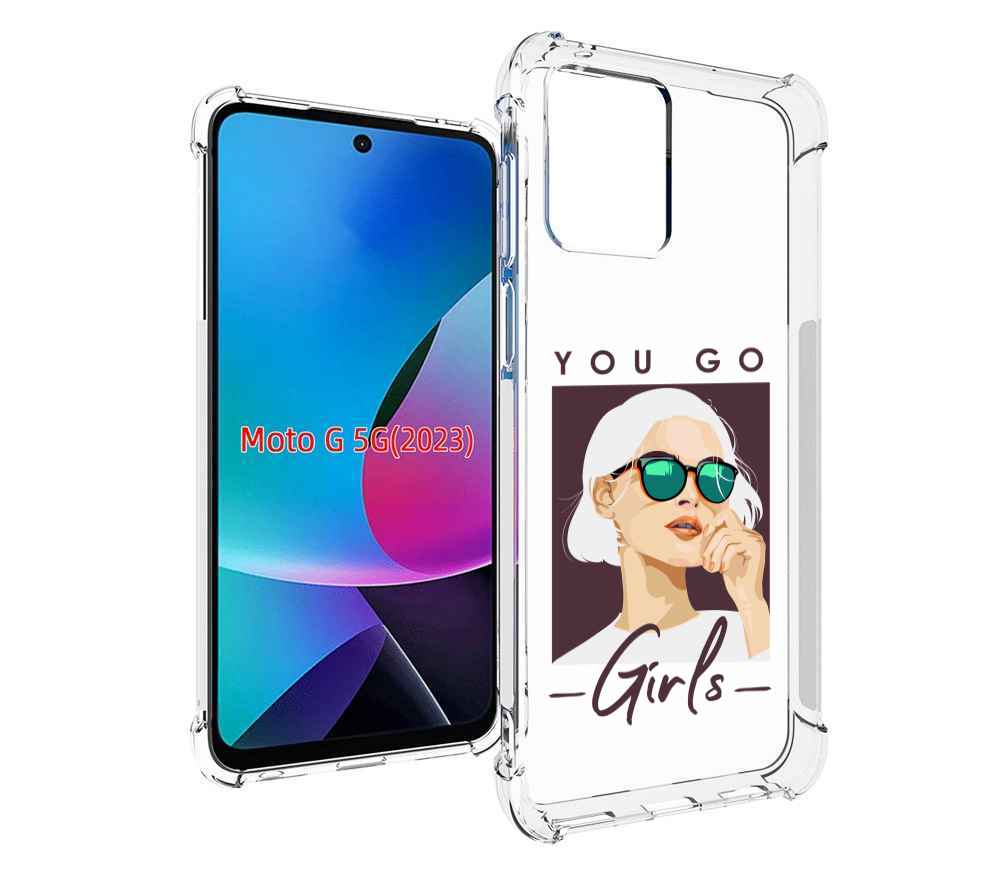 Чехол MyPads Девушка-в-очках-с-белыми-волосами женский для MOTO G 5G 2023