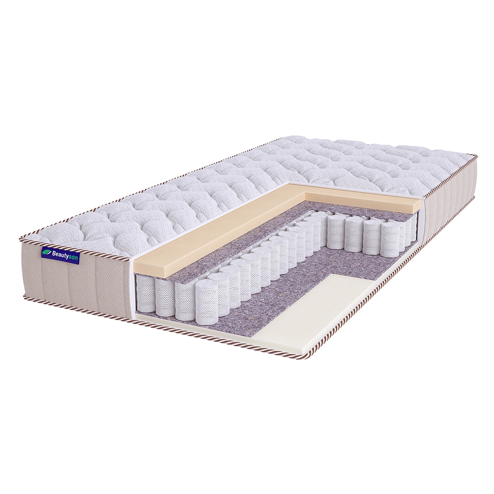 

Матрас Beautyson Roll Spring Soft Ecolatex 3 S600 Lux, 90х195, 21 см, пружинный, Белый, Roll Spring Soft Ecolatex 3 S600 Lux