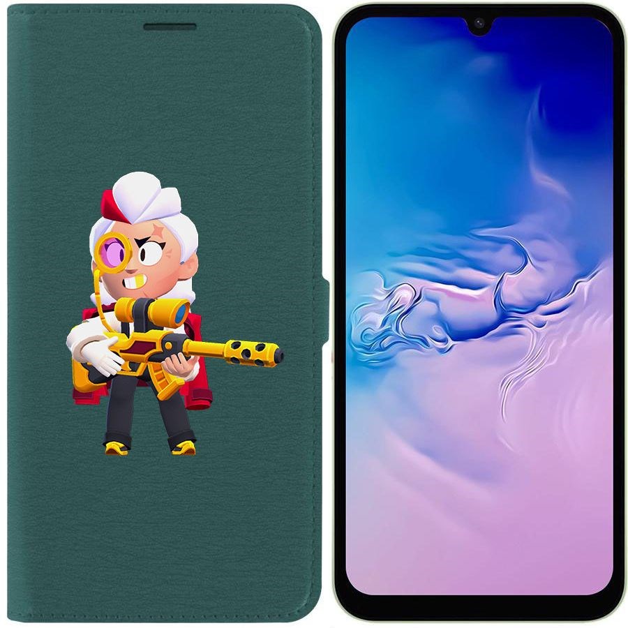 

Чехол-книжка Эко для Samsung Galaxy A24 (A245) Brawl Stars-Белль Голдхэнд (зелёный опал)