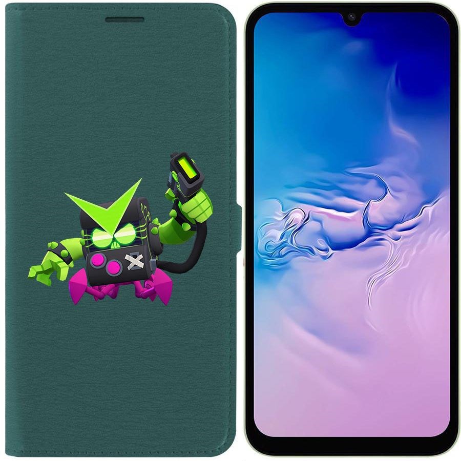 

Чехол-книжка Эко для Samsung Galaxy A24 (A245) Brawl Stars-Вирус 8-БИТ (зелёный опал)