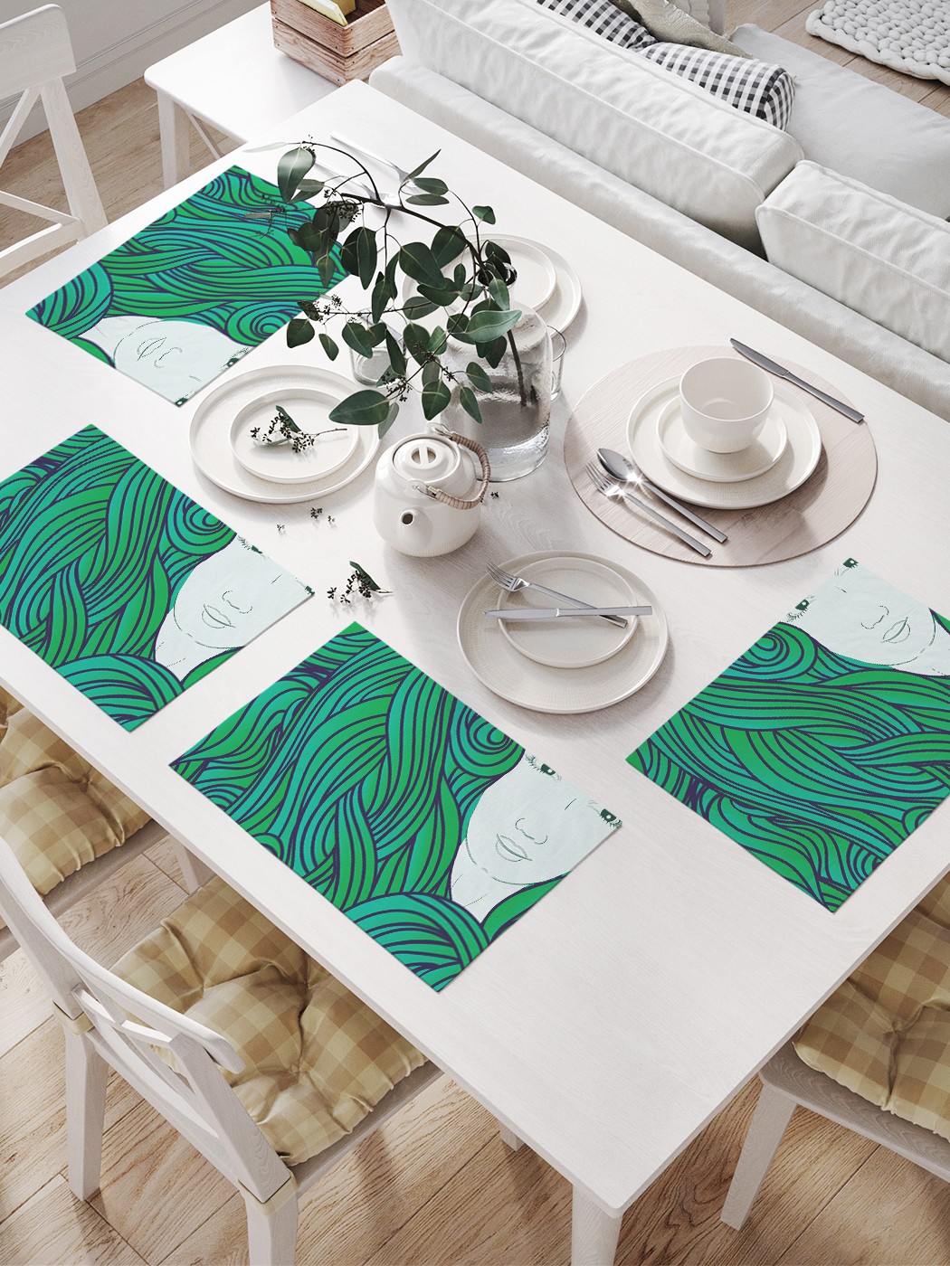 

Комплект салфеток JoyArty "Лицо девушки в траве" для сервировки стола (32х46 см, 4 шт.), Лицо девушки в траве