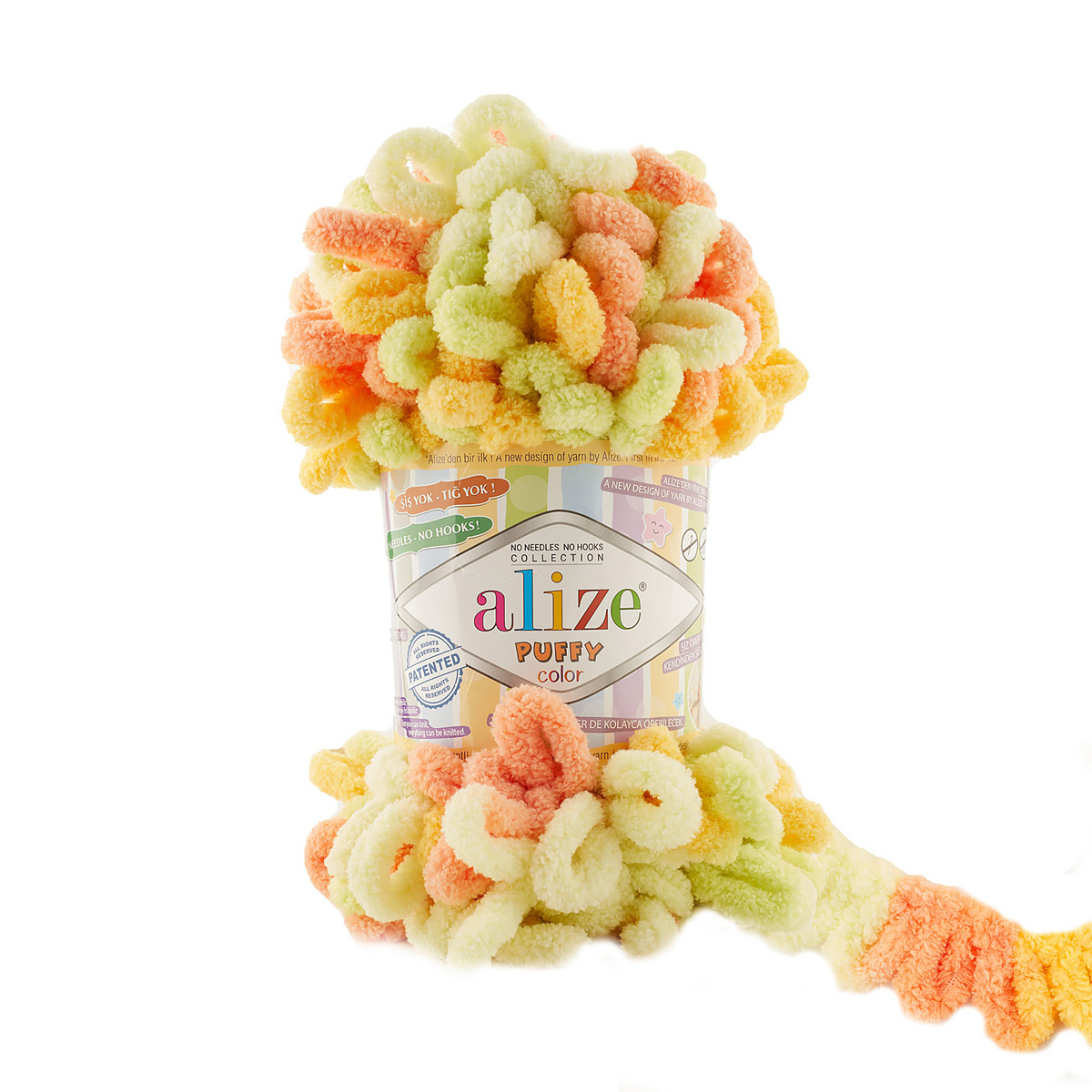 

Пряжа ALIZE Puffy Color 100г, 9м (100% микрополиэстер) (6313), 5 мотков, Оранжевый, Puffy Color