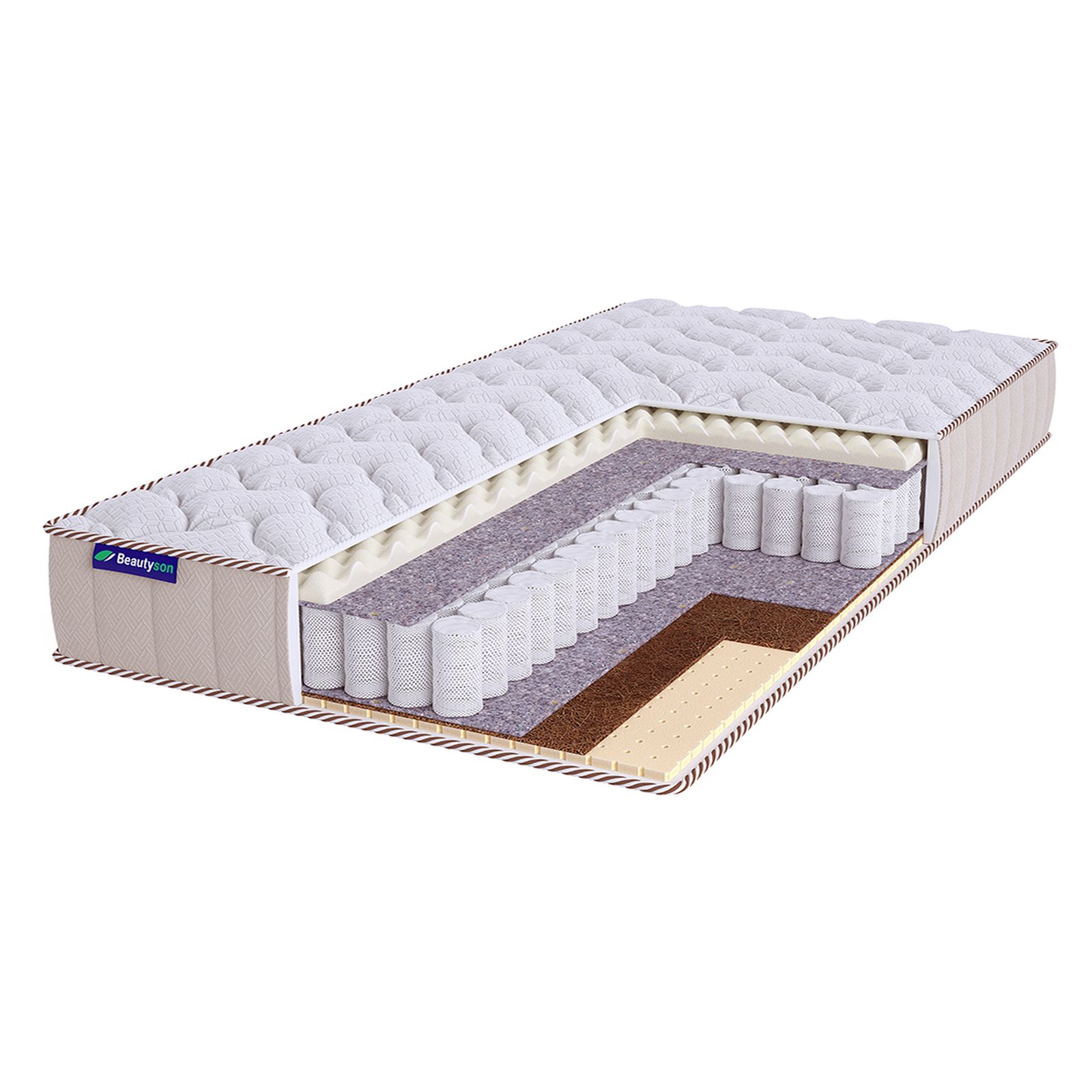 

Матрас BeautySon Roll Spring Massage Mix Mini S600 Lux бесклеевой 160x190x19, Белый;бежевый, Roll Spring Massage Mix Mini S600 Lux