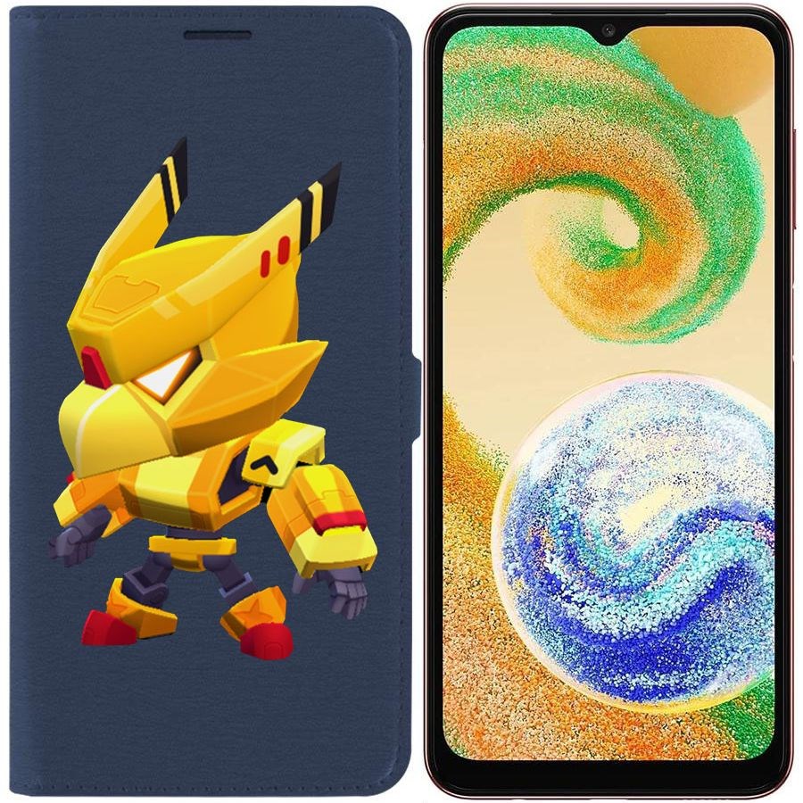 

Чехол-книжка Эко для Samsung Galaxy A04s (A047) Brawl Stars-Ворон Золотой Меха (синий)