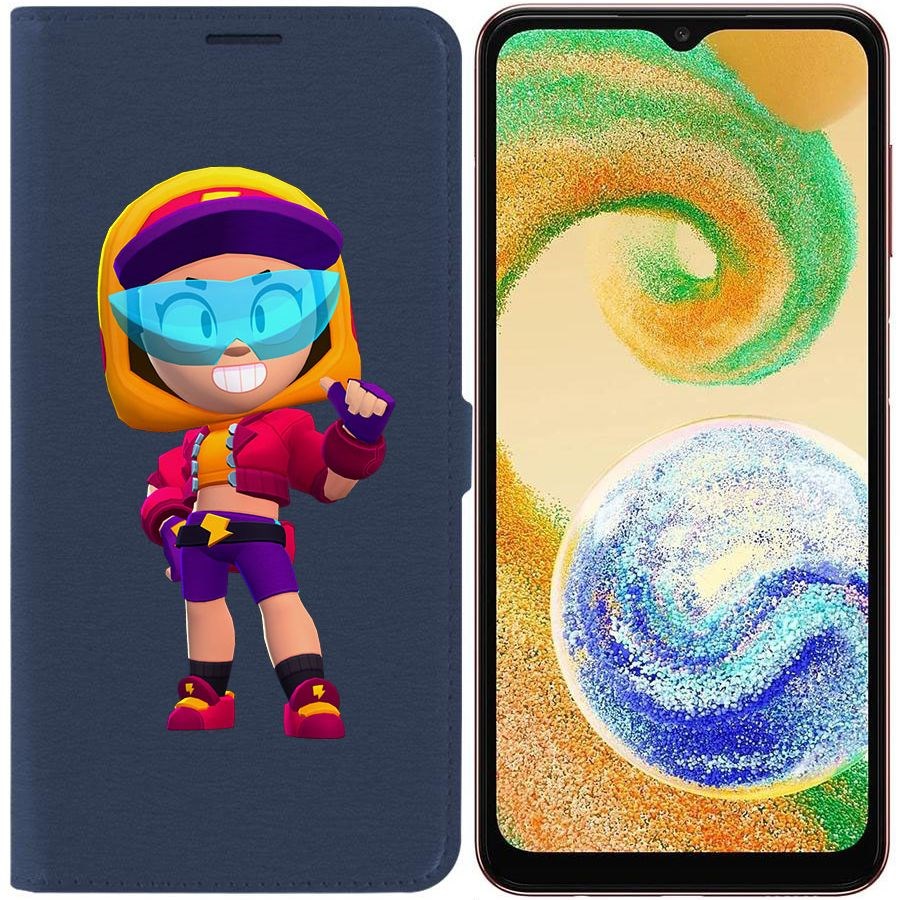 

Чехол-книжка Эко для Samsung Galaxy A04s (A047) Brawl Stars-Стритстайл Макс (синий)
