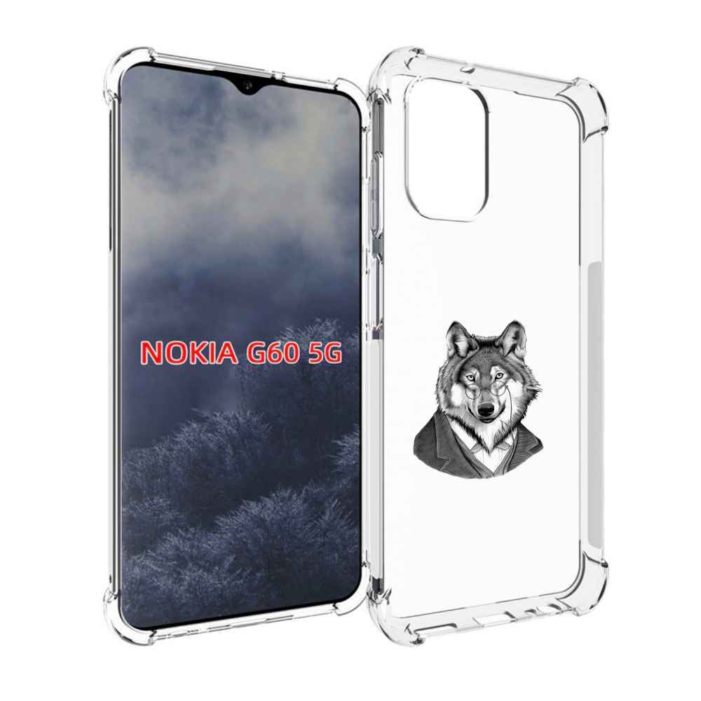 Чехол MyPads волк в пиджаке для Nokia G60 5G