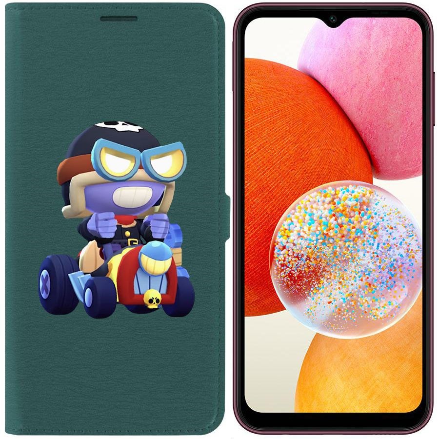 

Чехол-книжка Эко для Samsung Galaxy A14 4G (A145) Brawl Stars-Безумный Карл (зелёный опал)