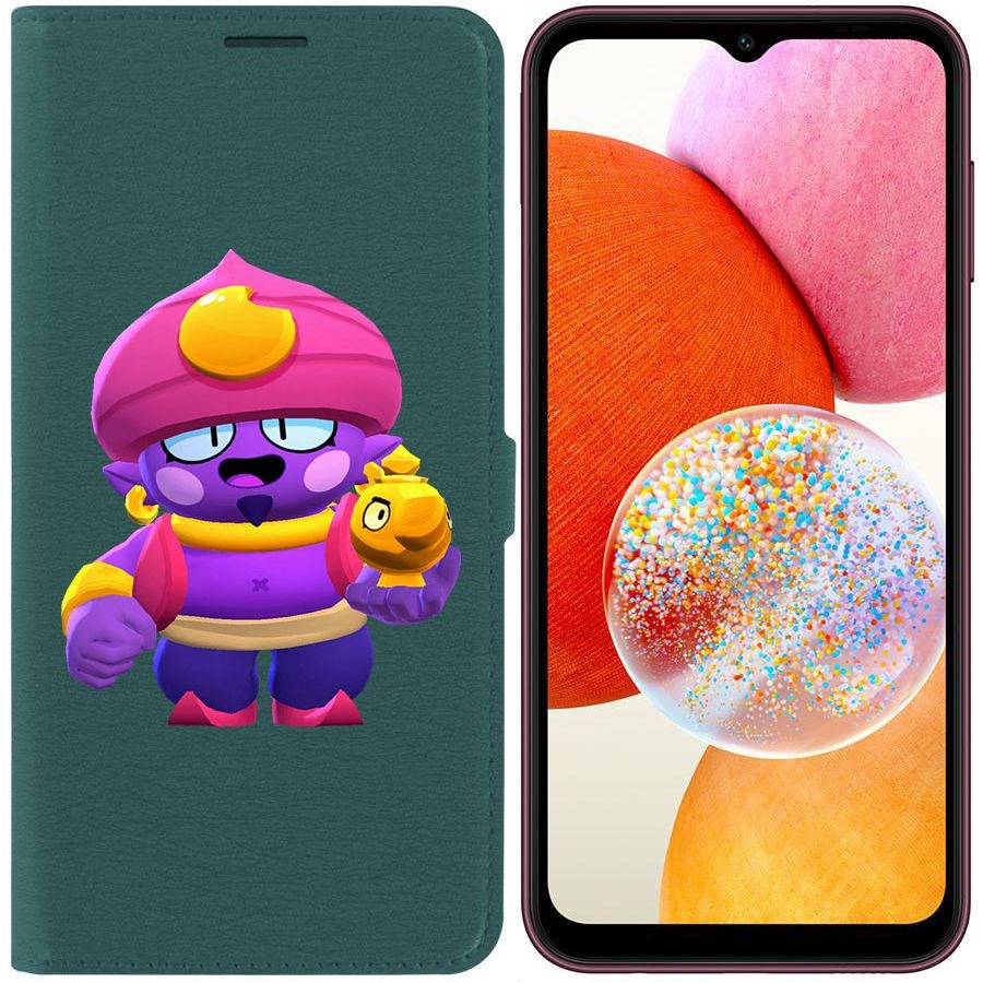 

Чехол-книжка Эко для Samsung Galaxy A14 4G (A145) Brawl Stars-Джин (зелёный опал)