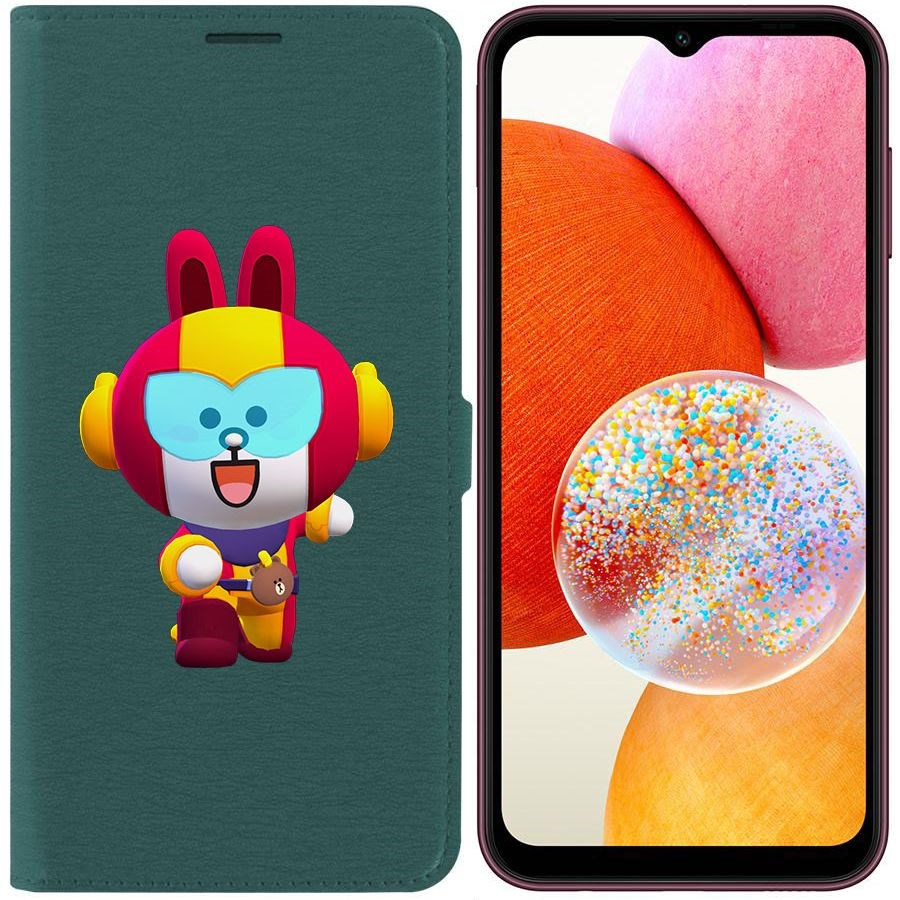 

Чехол-книжка Эко для Samsung Galaxy A14 4G (A145) Brawl Stars-Кони Макс (зелёный опал)