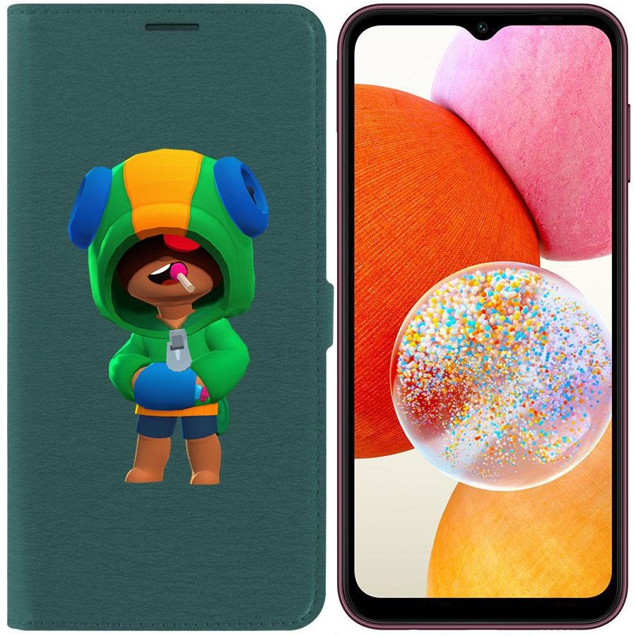 

Чехол-книжка Эко для Samsung Galaxy A14 4G (A145) Brawl Stars-Леон (зелёный опал)